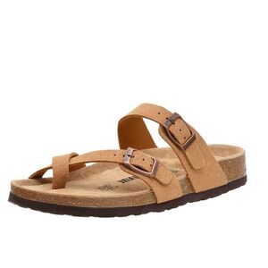 CUSHIONAIRE Women's Luna Cork footbed Sandal with +Comfort Color TAN NEW IN BOX